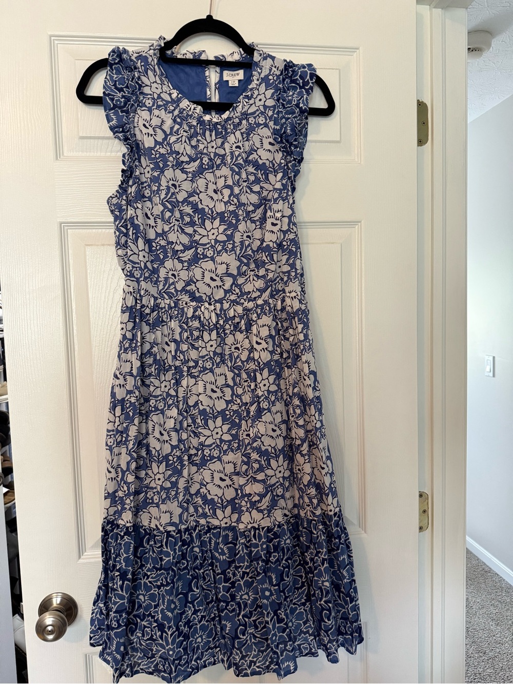 J. Crew Blue and White Floral Maxi Sundress